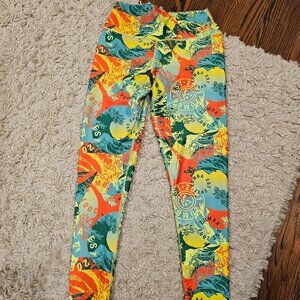 Zumba Colorful Yellow/Blue Leggings Size M
